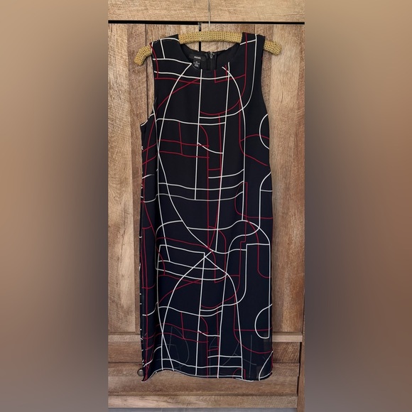 Alfani Dresses & Skirts - Alfani Black Dress with Red and White Geometric Design